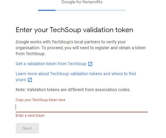 Enter your TechSoup validation token